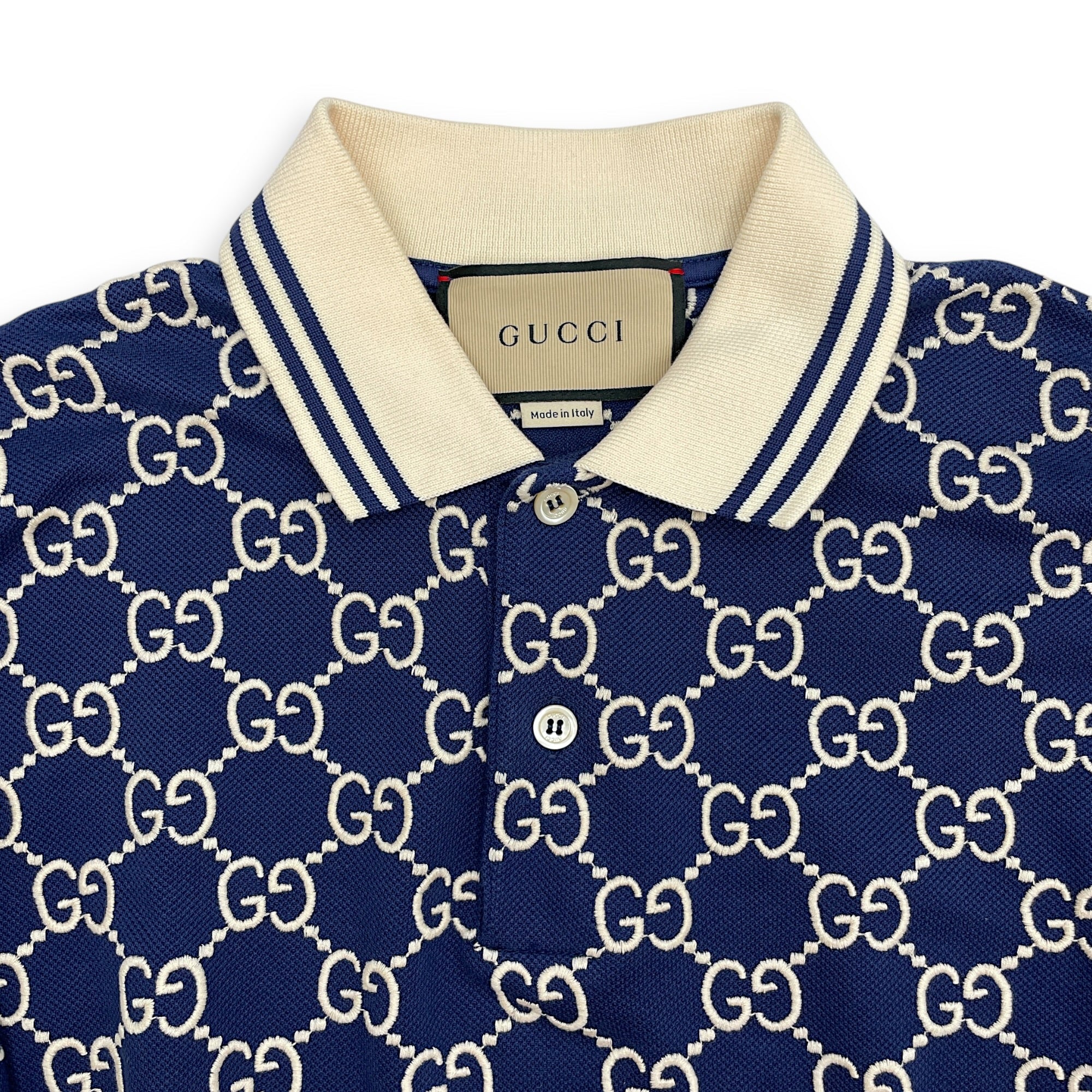 Knit Jacquard Polo Shirt Small Blue Ready-To-Wear in Cotton CL2603-20333 3