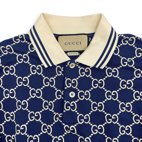 Knit Jacquard Polo Shirt Small Blue Ready-To-Wear in Cotton CL2603-20333 3