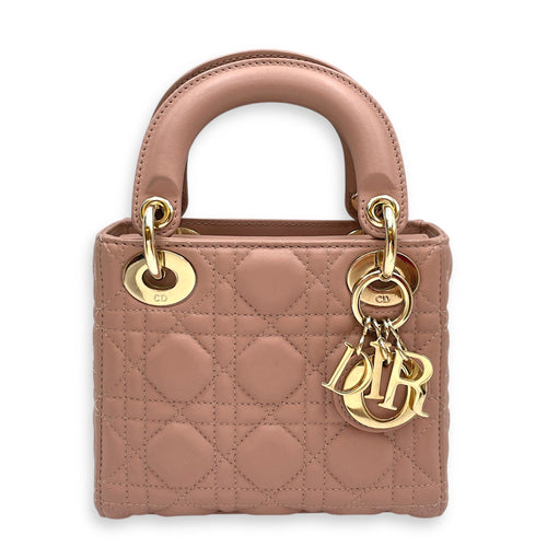 Lady Dior Mini Pink Top Handle Bag in Lambskin Gold hardware CL2603-20367 1