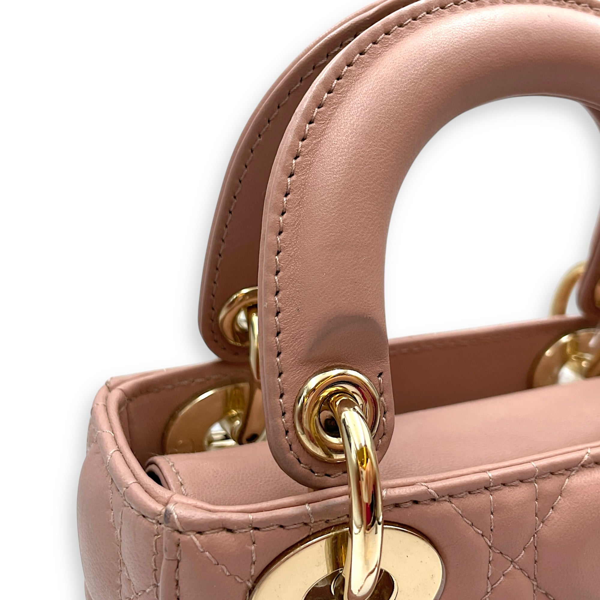 Lady Dior Mini Pink Top Handle Bag in Lambskin Gold hardware CL2603-20367 10