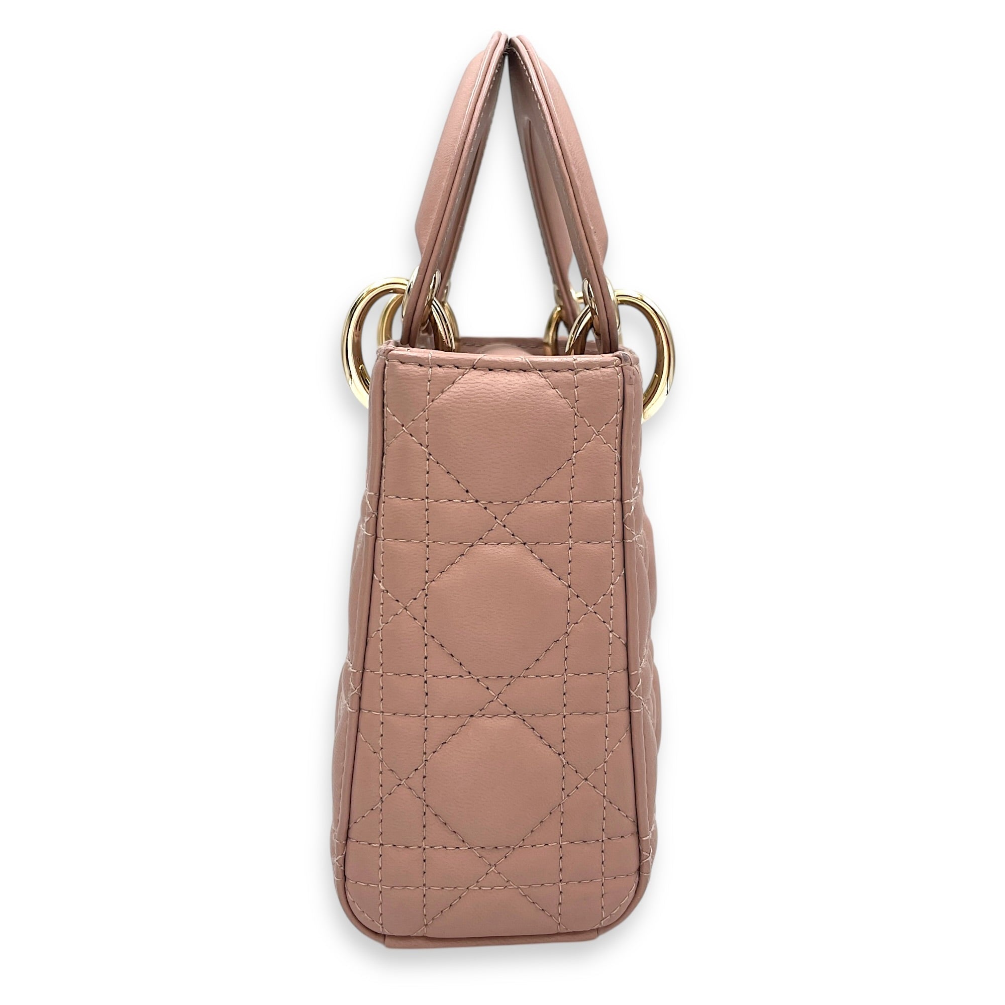 Lady Dior Mini Pink Top Handle Bag in Lambskin Gold hardware CL2603-20367 3