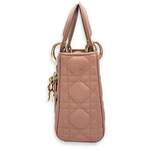 Lady Dior Mini Pink Top Handle Bag in Lambskin Gold hardware CL2603-20367 4