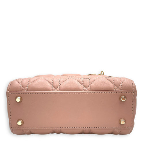 Lady Dior Mini Pink Top Handle Bag in Lambskin Gold hardware CL2603-20367 5