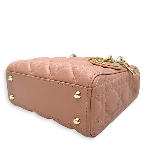 Lady Dior Mini Pink Top Handle Bag in Lambskin Gold hardware CL2603-20367 9