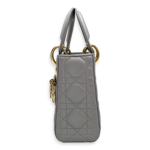 Lady Dior Mini Grey Top Handle Bag in Lambskin Gold hardware CL2603-20399 4