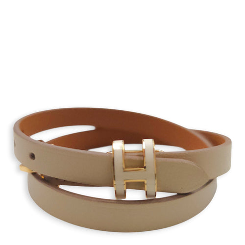 Pop H Double Tour T2 Craie Bracelet in Swift Gold hardware CL2603-20400 1