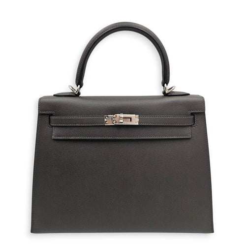 Sellier Kelly 25 Graphite in Madame Palladium hardware CL2603-20425 1