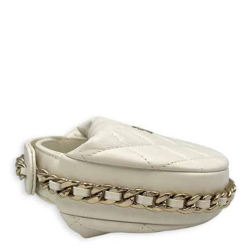 Quilted Chain Around Pouch Mini White Clutch in Lambskin Gold hardware CL2603-20439 3