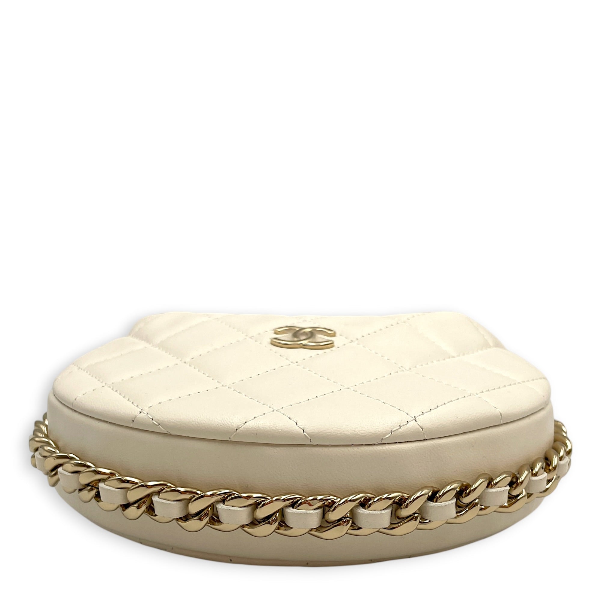 Quilted Chain Around Pouch Mini White Clutch in Lambskin Gold hardware CL2603-20439 5