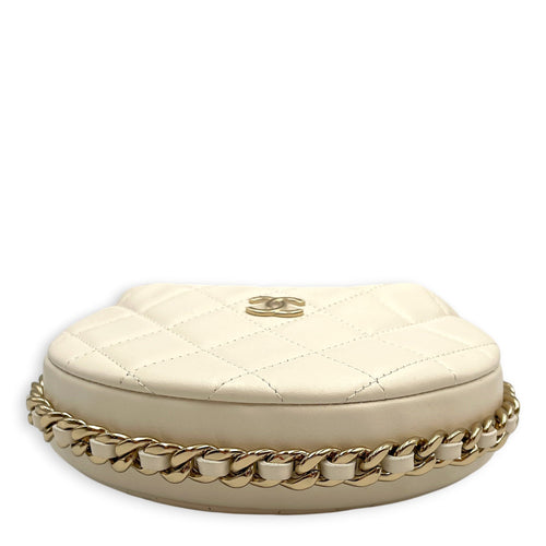Quilted Chain Around Pouch Mini White Clutch in Lambskin Gold hardware CL2603-20439 5