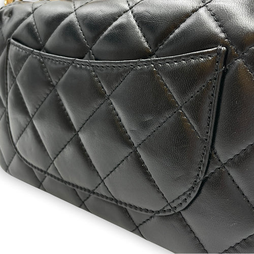 Timeless Classique 20 Black Top Handle Bag in Lambskin Gold hardware