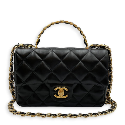 Quilted Timeless Classique Black Crossbody Bag in Lambskin Gold hardware CL2603-20449 11