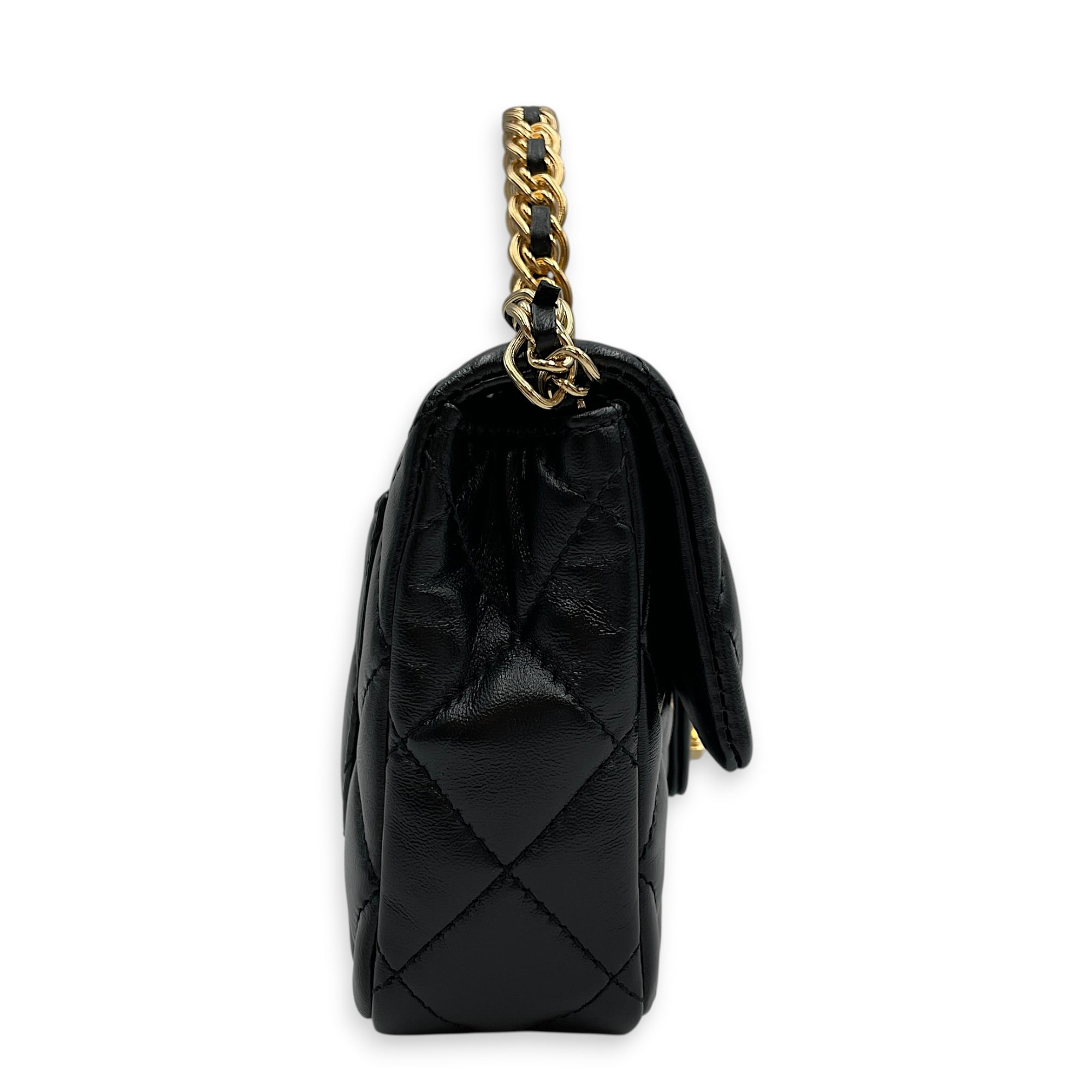 Timeless Classique 20 Black Top Handle Bag in Lambskin Gold hardware