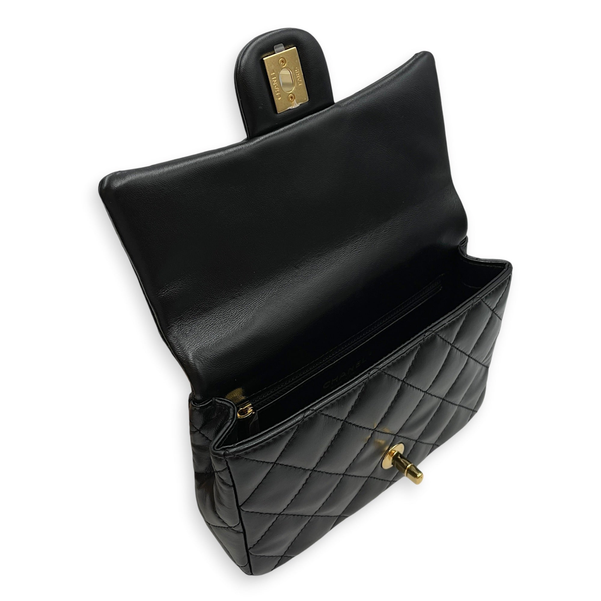 Timeless Classique 20 Black Top Handle Bag in Lambskin Gold hardware