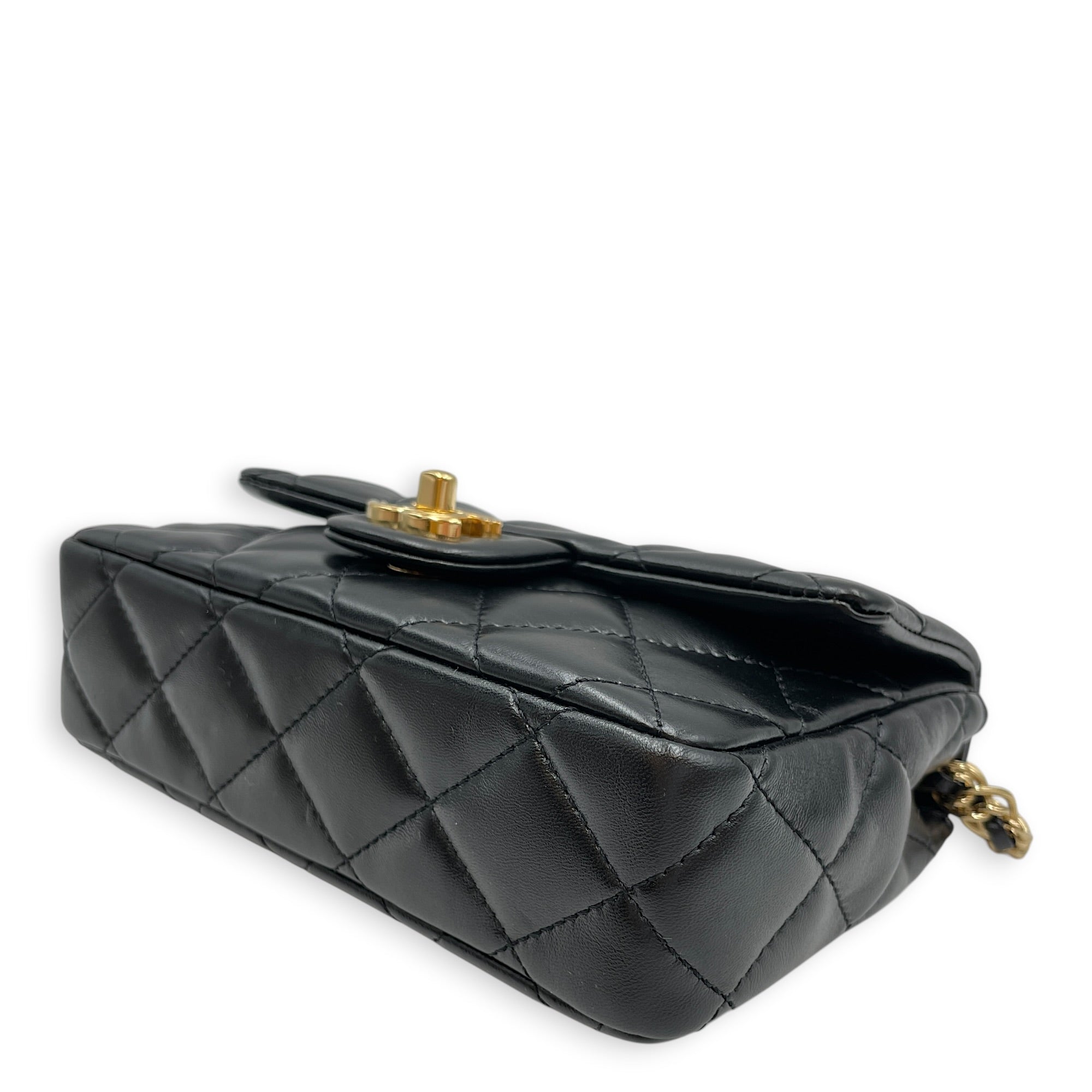 Timeless Classique 20 Black Top Handle Bag in Lambskin Gold hardware