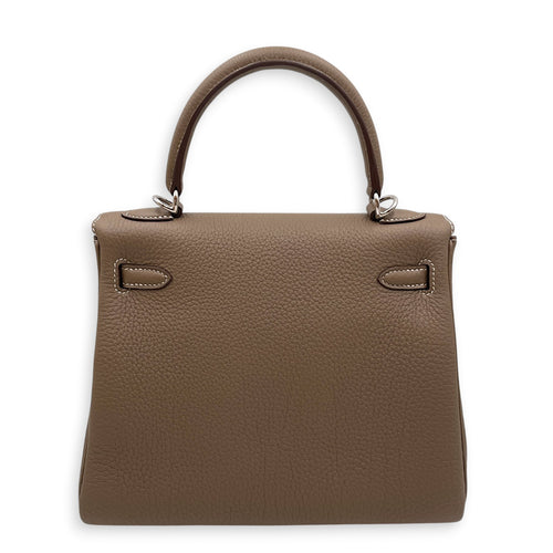 Kelly 25 Etoupe in Togo Palladium hardware