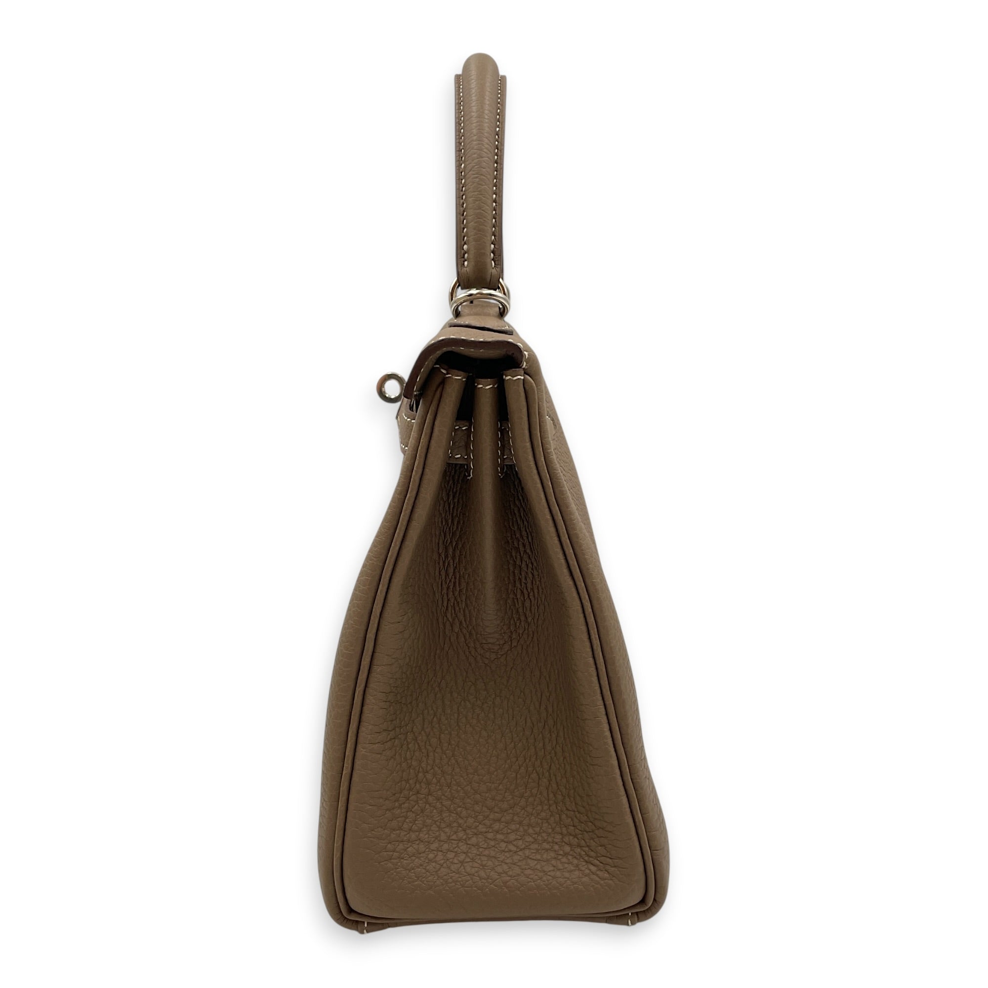 Kelly 25 Etoupe in Togo Palladium hardware
