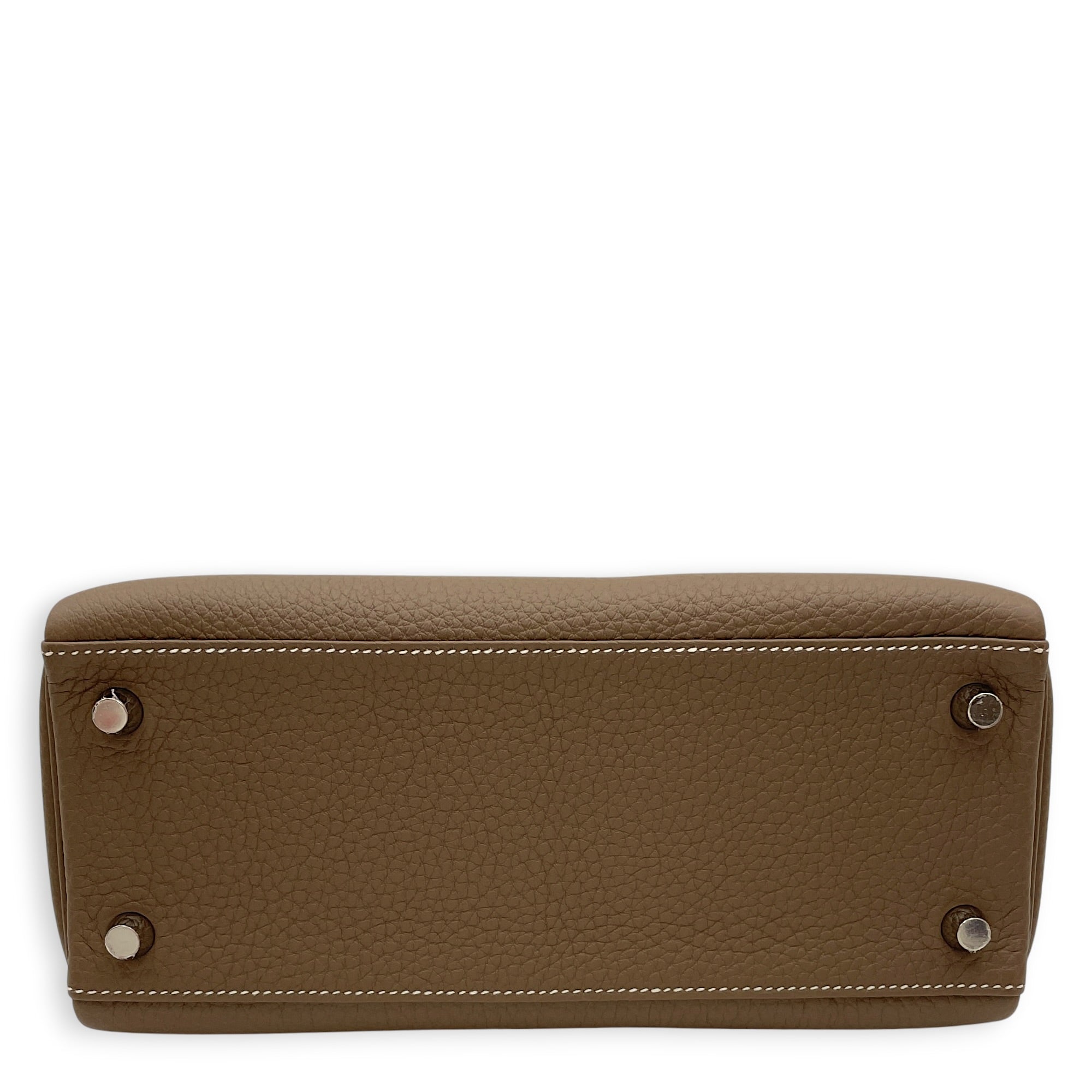Kelly 25 Etoupe in Togo Palladium hardware