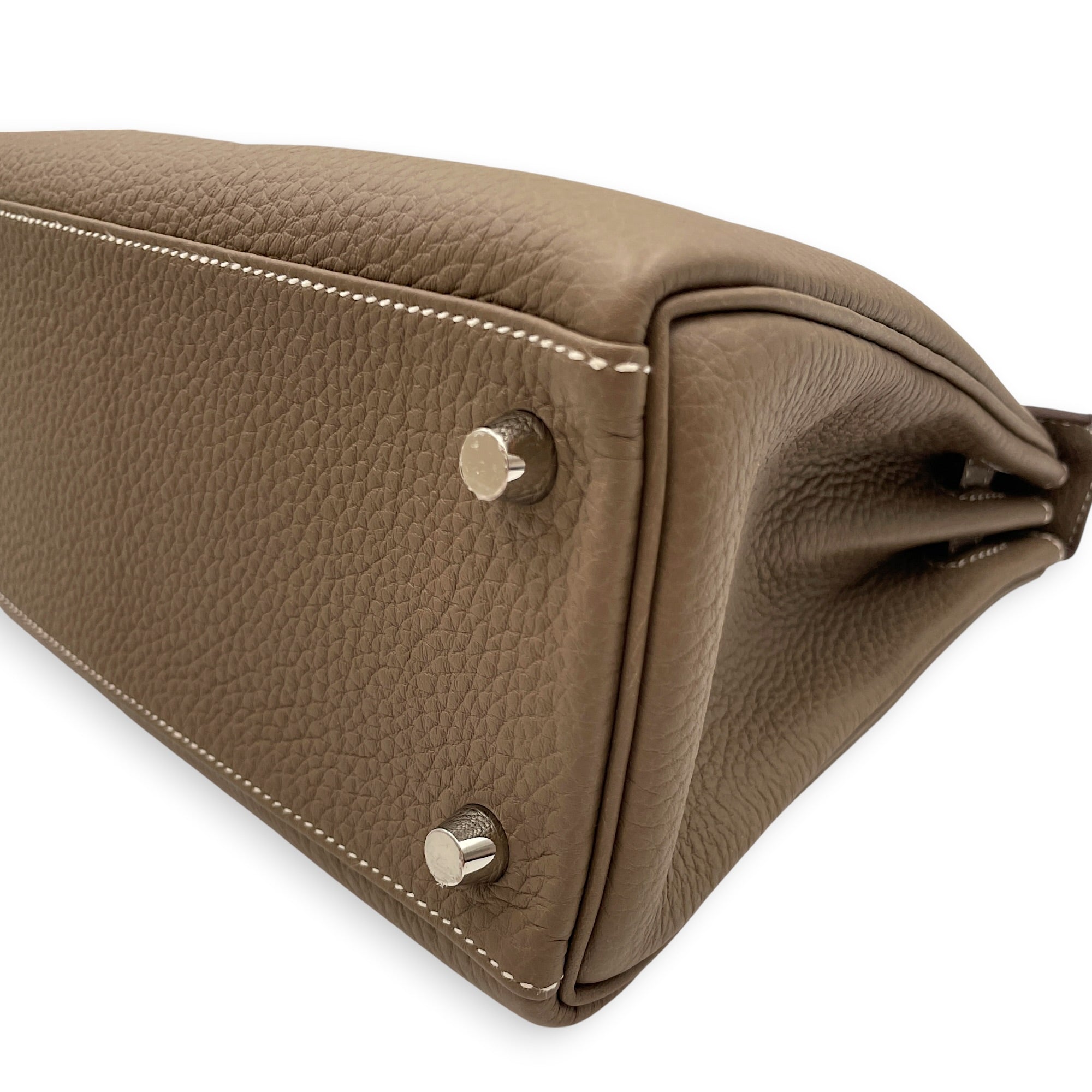 Kelly 25 Etoupe in Togo Palladium hardware