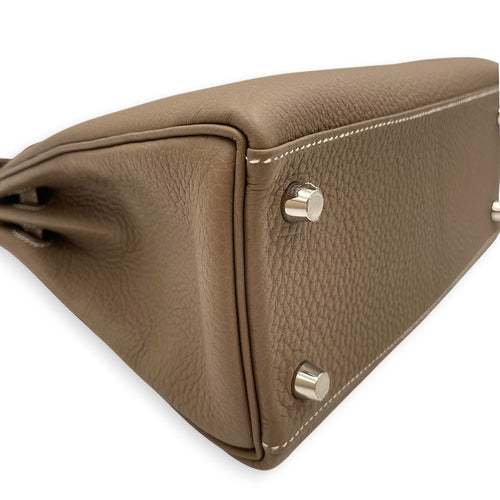 Kelly 25 Etoupe in Togo Palladium hardware