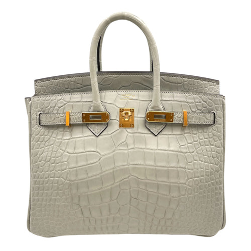 Birkin 25 Gris Perle in Matte Alligator Gold hardware CL2603-20452 1