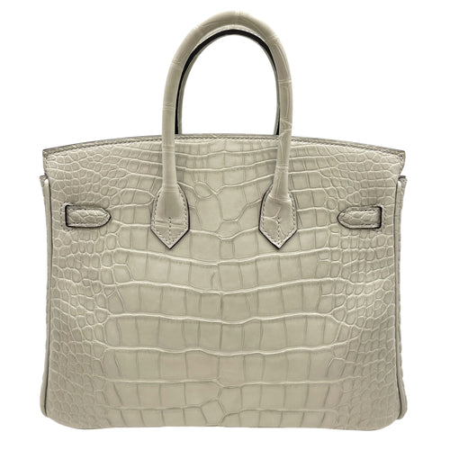 Birkin 25 Gris Perle in Matte Alligator Gold hardware CL2603-20452 2