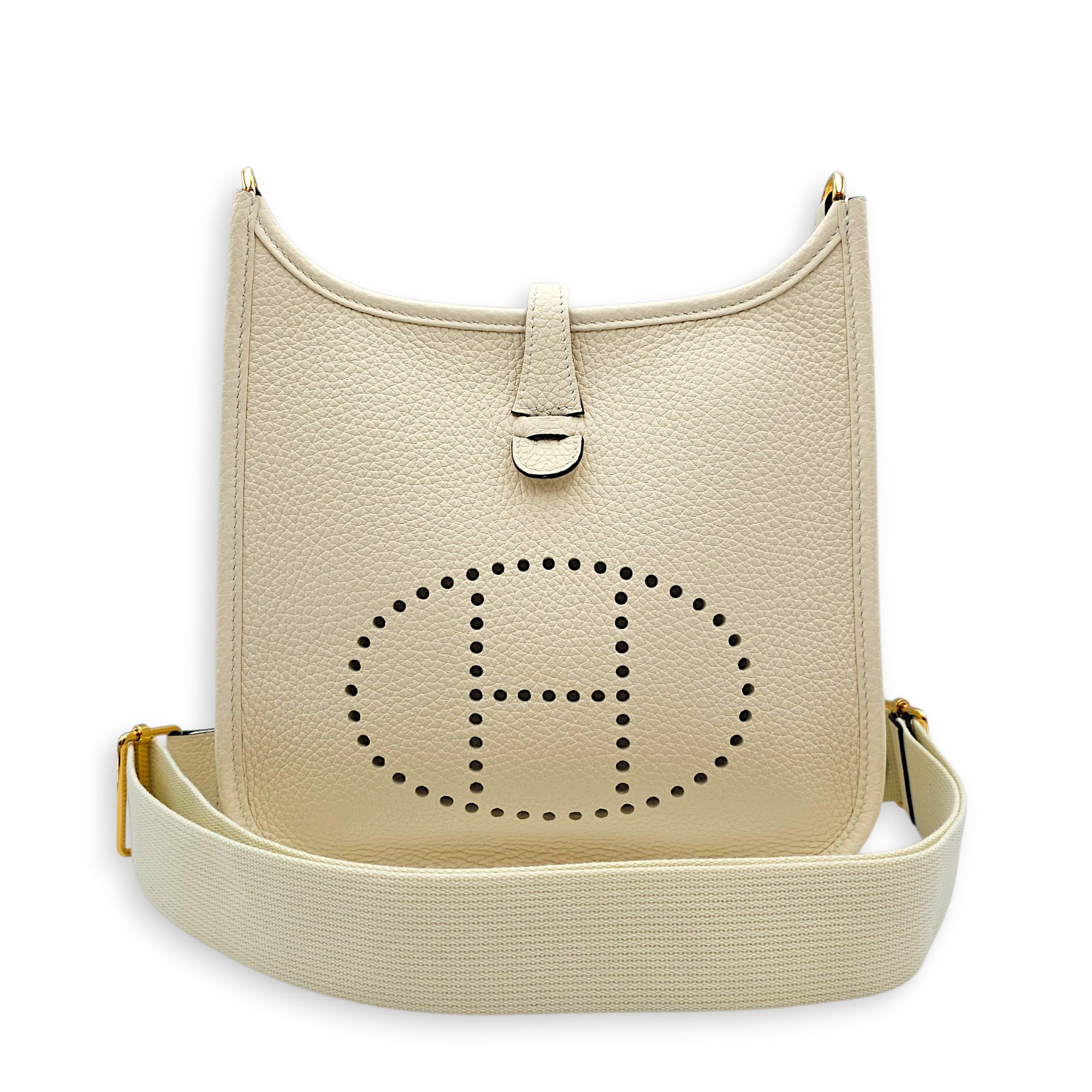 Evelyne 23 Cream in Clemence Gold hardware
