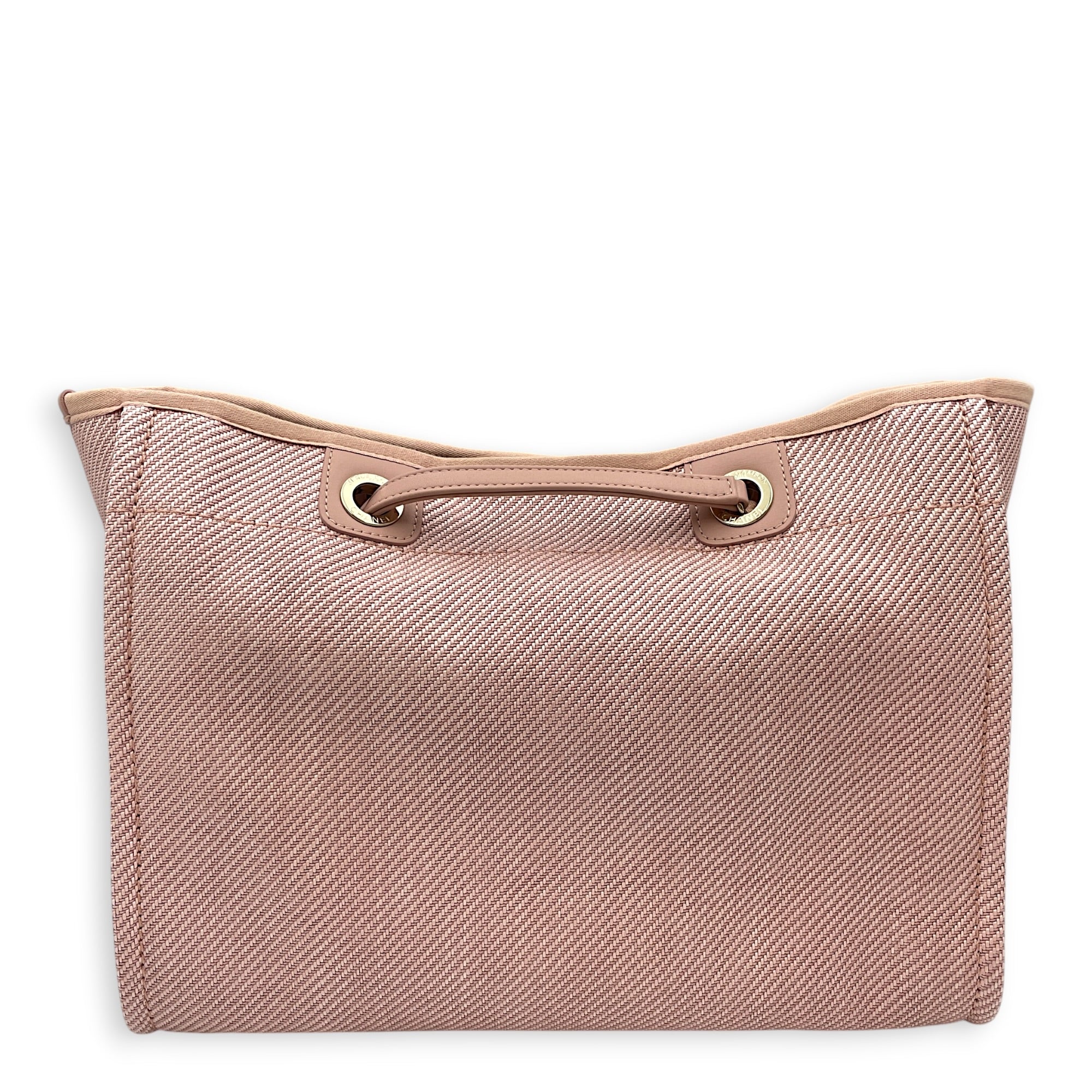 Deauville Tote 34 cm Small Pink Shoulder Bag in Canvas Gold hardware