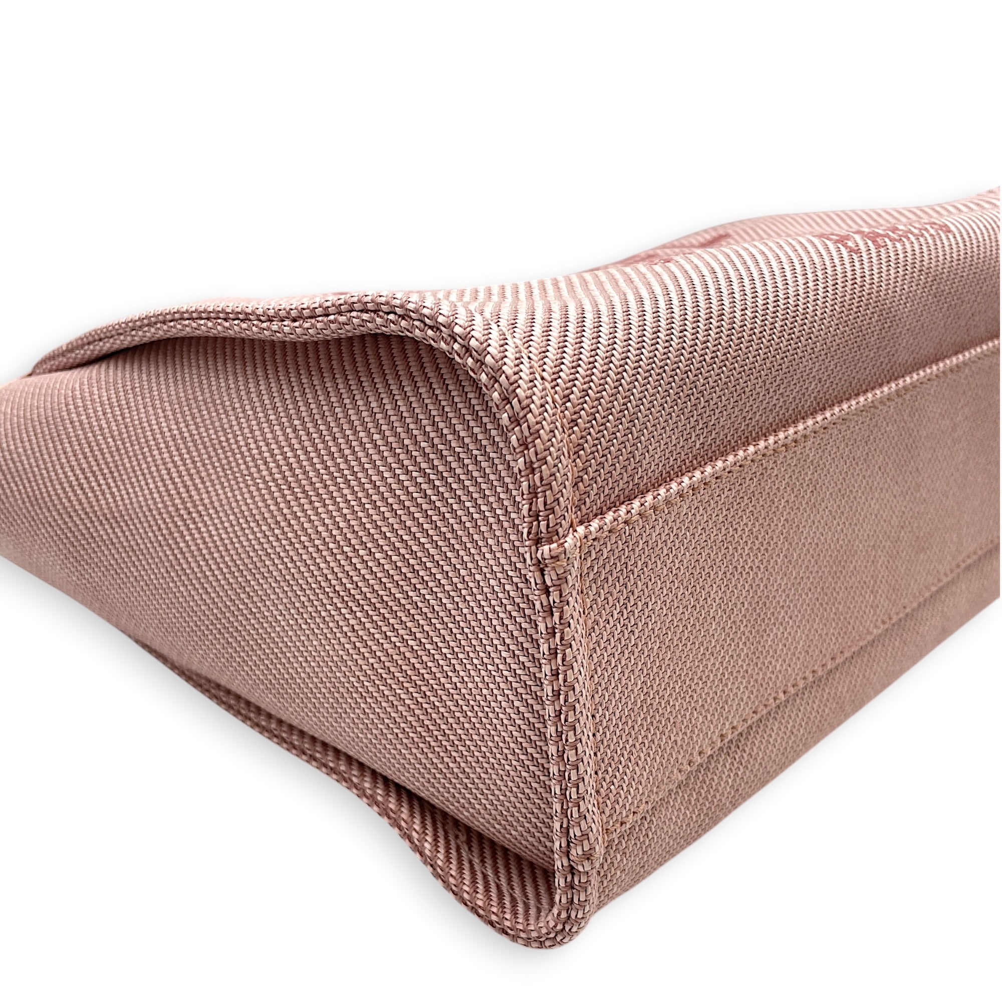 Deauville Tote 34 cm Small Pink Shoulder Bag in Canvas Gold hardware