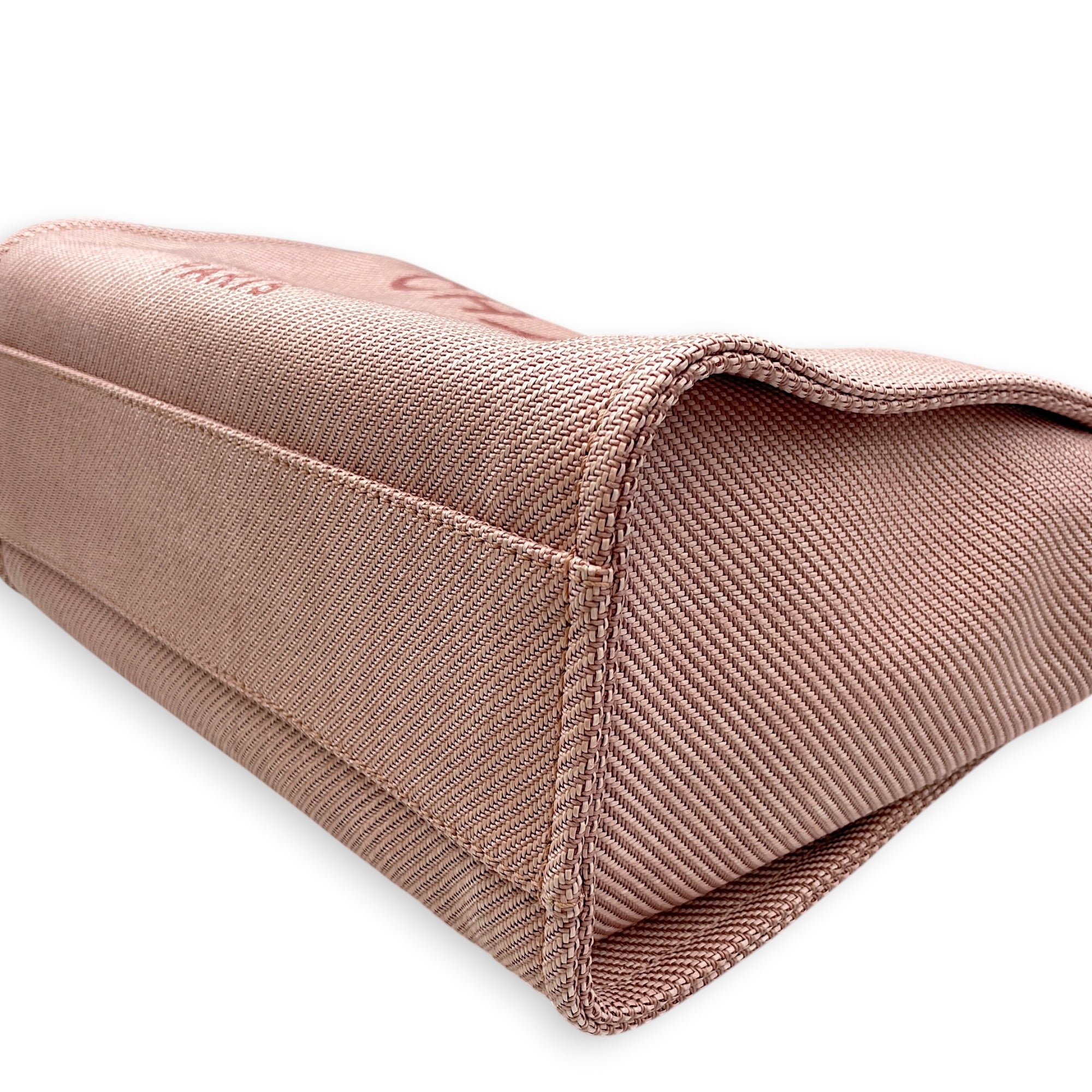 Deauville Tote 34 cm Small Pink Shoulder Bag in Canvas Gold hardware