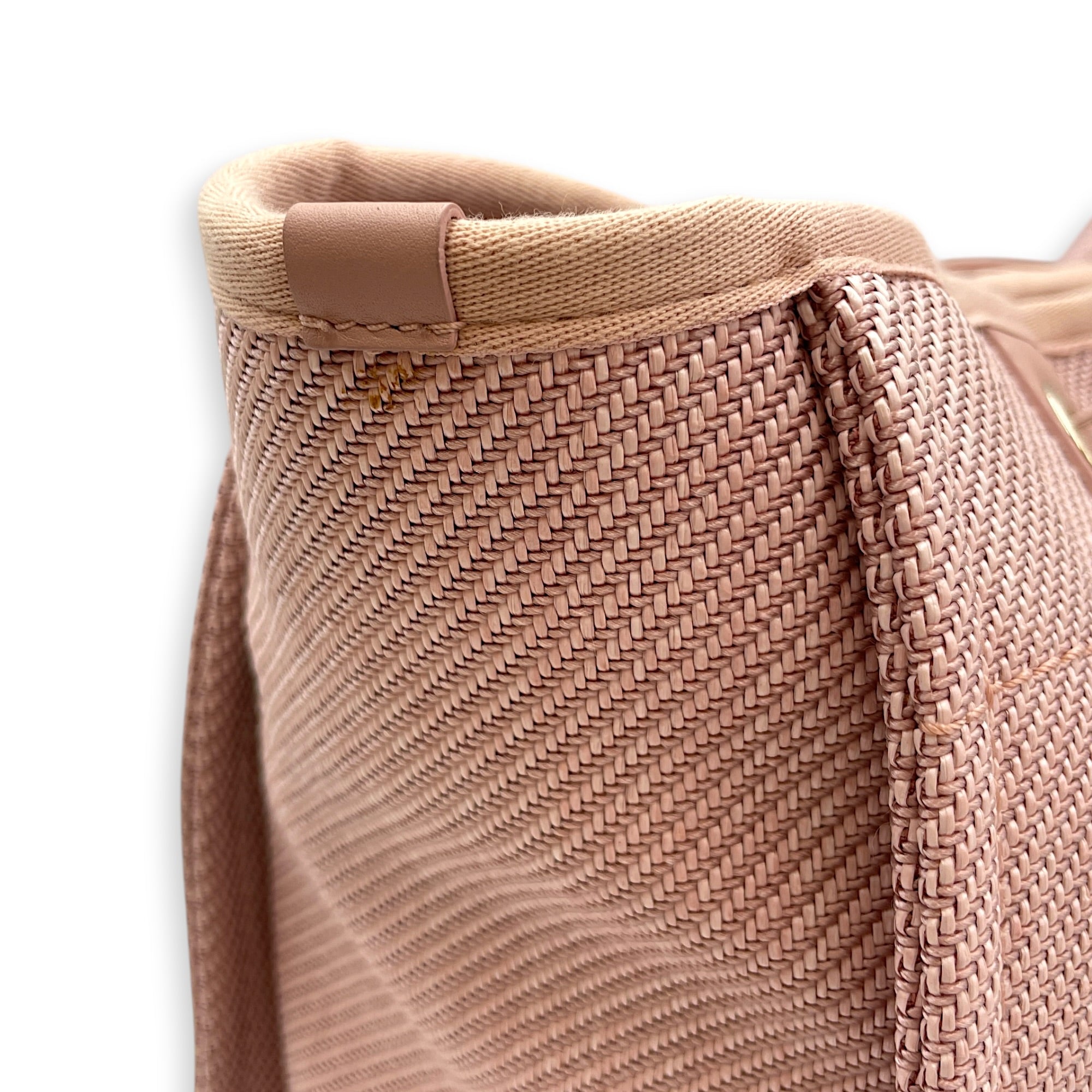 Deauville Tote 34 cm Small Pink Shoulder Bag in Canvas Gold hardware