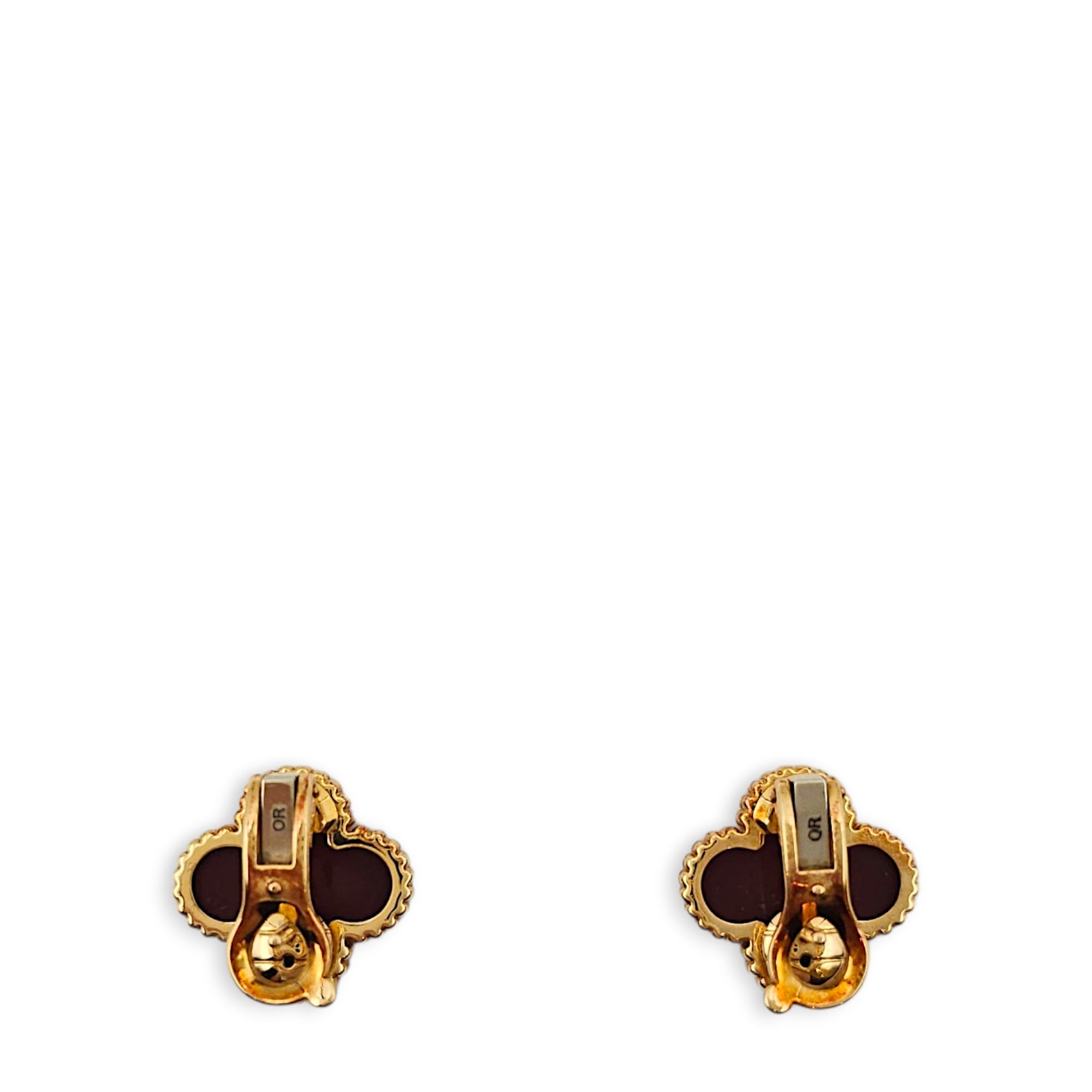 Vintage Alhambra Earrings in Carnelian, Gold Hardware CL2603-20483 2