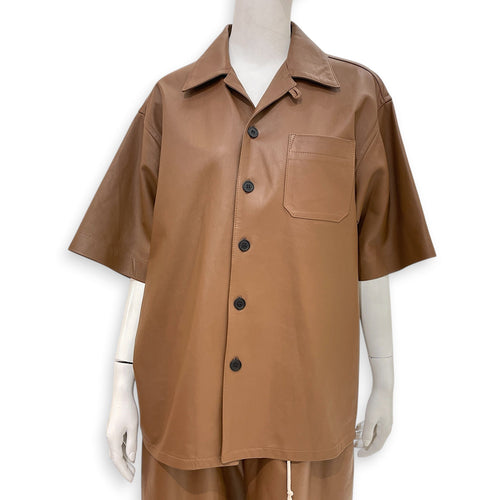Short Sleeved Leather Shirt Size 48 Brown Ready-To-Wear in Lambskin CL2603-20499 1