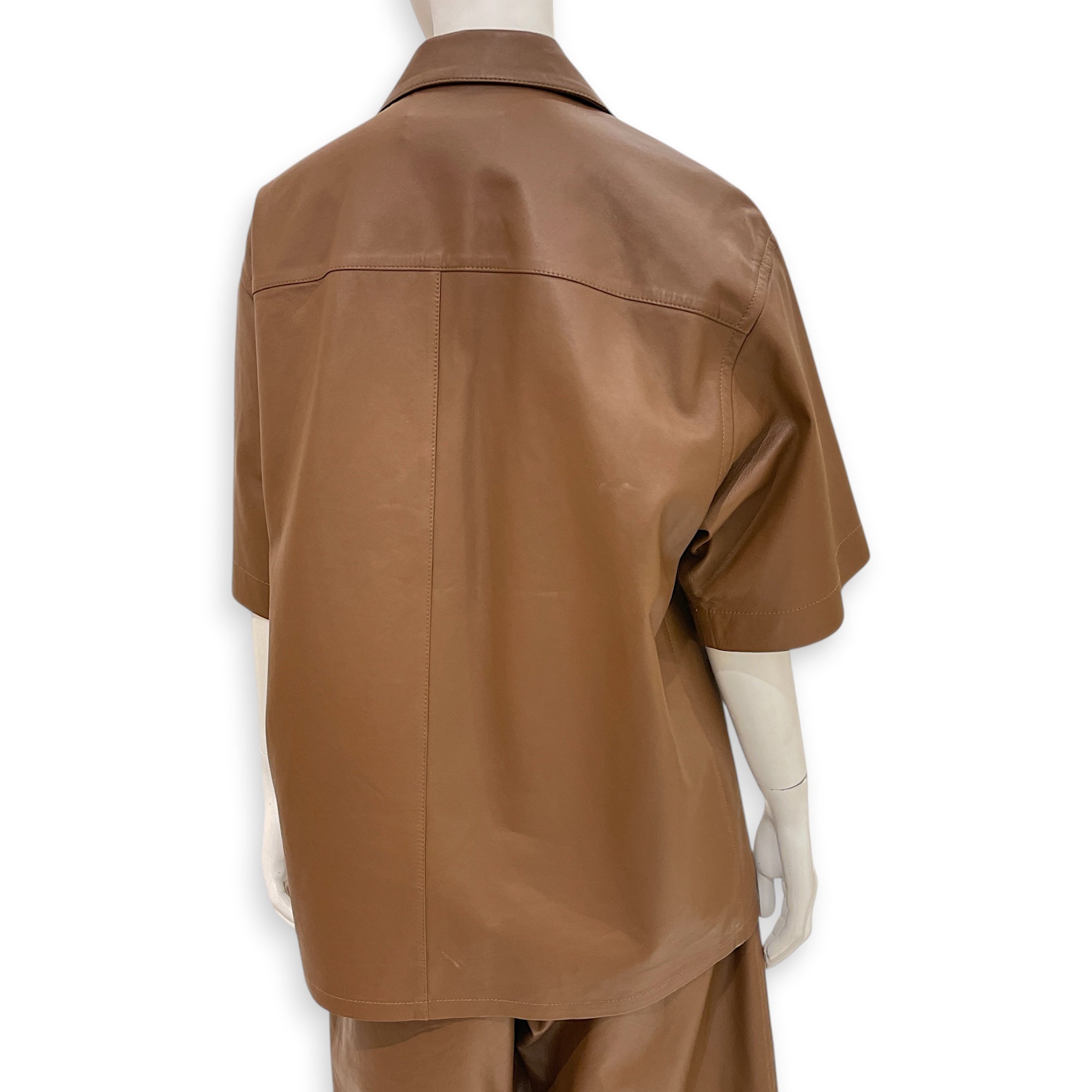 Short Sleeved Leather Shirt Size 48 Brown Ready-To-Wear in Lambskin CL2603-20499 2