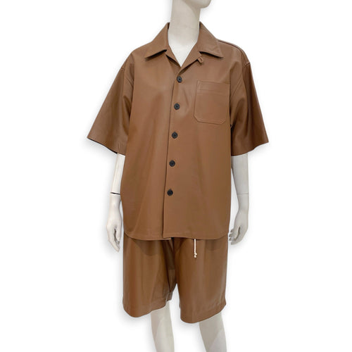 Short Sleeved Leather Shirt Size 48 Brown Ready-To-Wear in Lambskin CL2603-20499 3