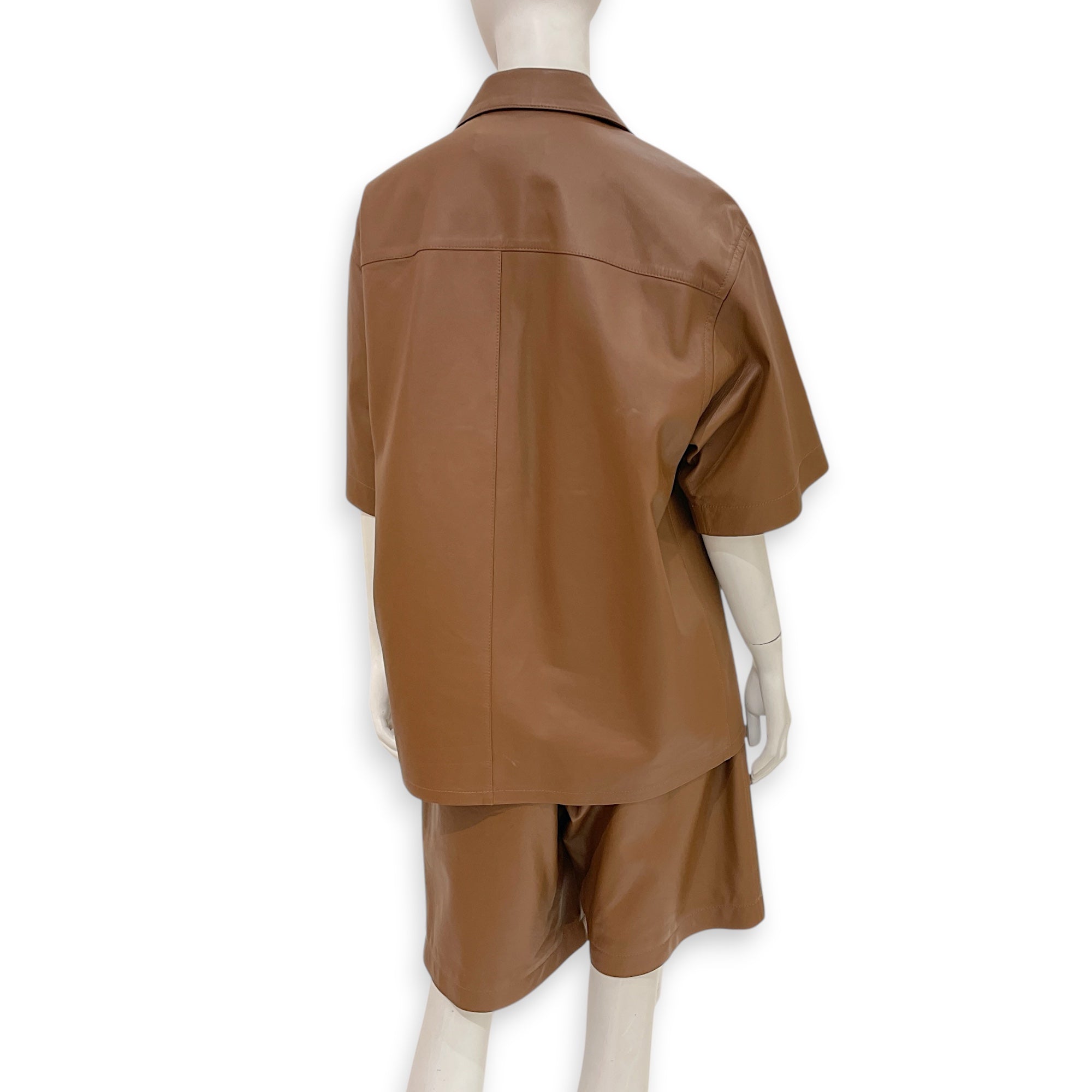 Short Sleeved Leather Shirt Size 48 Brown Ready-To-Wear in Lambskin CL2603-20499 4