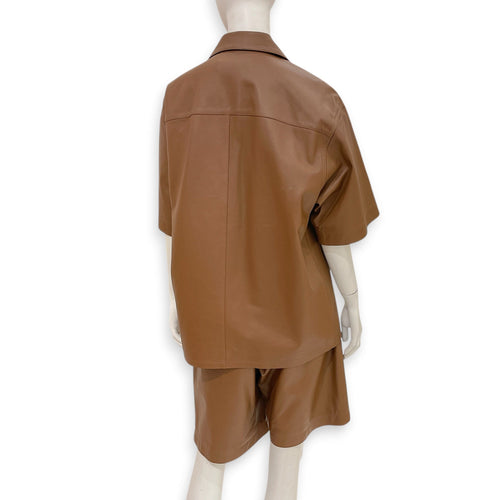 Short Sleeved Leather Shirt Size 48 Brown Ready-To-Wear in Lambskin CL2603-20499 4