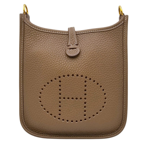 Evelyne Mini Etoupe in Clemence Gold hardware