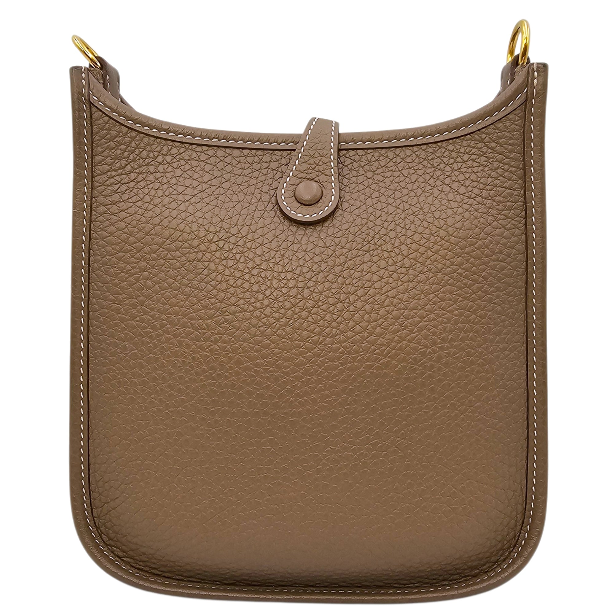 Evelyne Mini Etoupe in Clemence Gold hardware