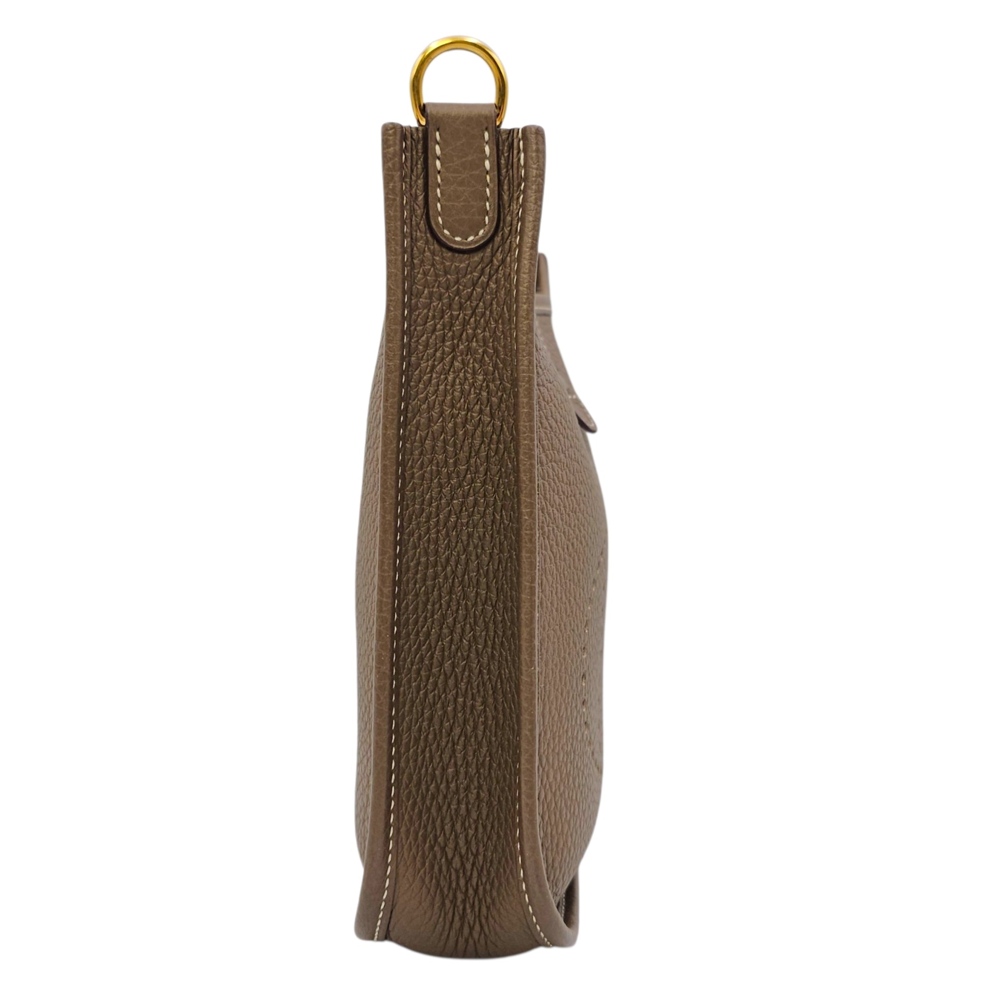 Evelyne Mini Etoupe in Clemence Gold hardware