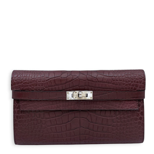 Kelly Wallet Bordeaux Wallet in Matte Alligator Palladium hardware