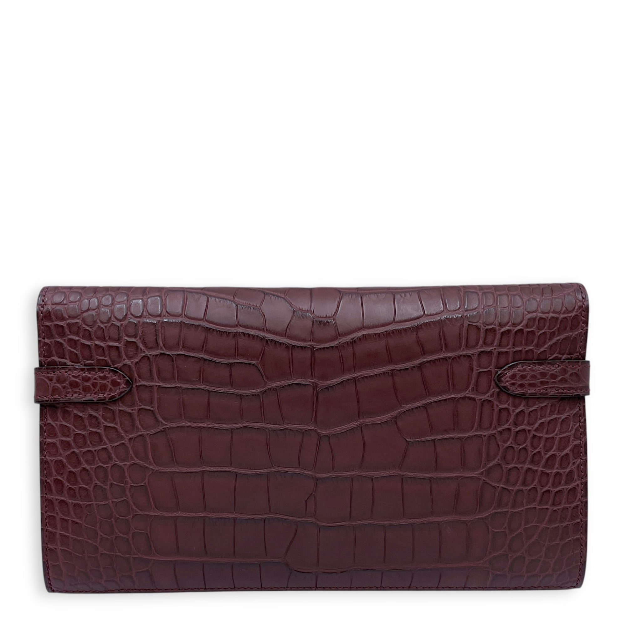 Kelly Wallet Bordeaux Wallet in Matte Alligator Palladium hardware