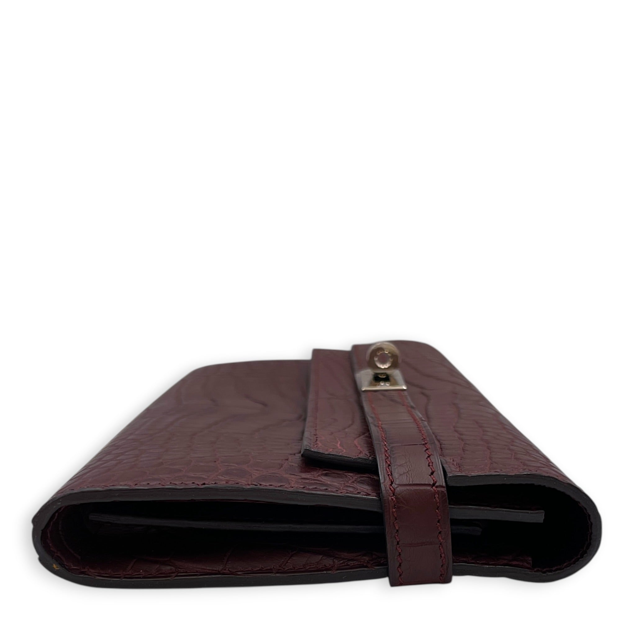 Kelly Wallet Bordeaux Wallet in Matte Alligator Palladium hardware