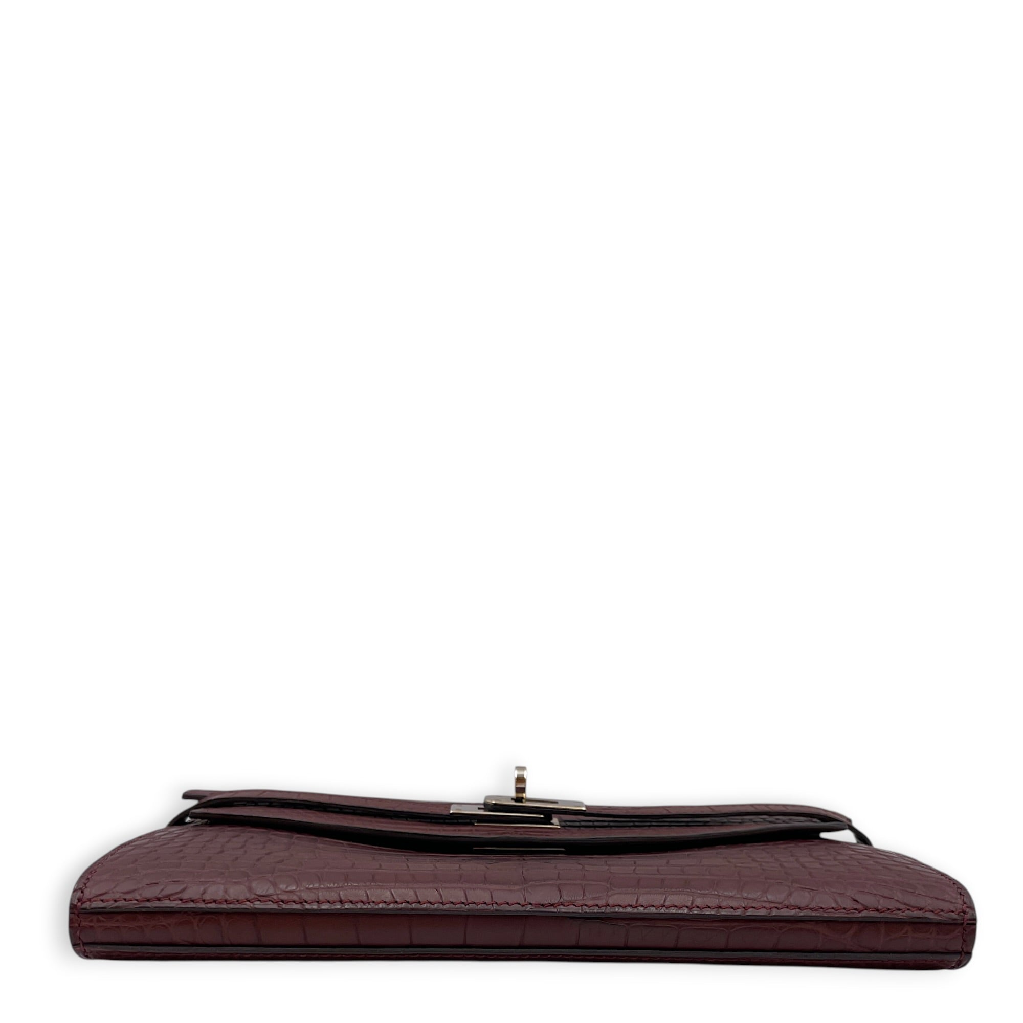 Kelly Wallet Bordeaux Wallet in Matte Alligator Palladium hardware