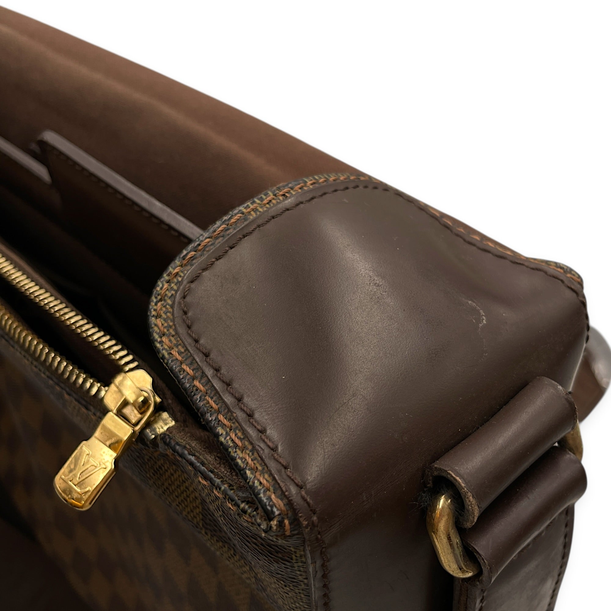 Damier Ebene Spencer Messenger 36 Brown Shoulder Bag Gold hardware
