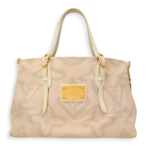 Tahitienne Cabas GM 38 Pink Shoulder Bag in Canvas Gold hardware
