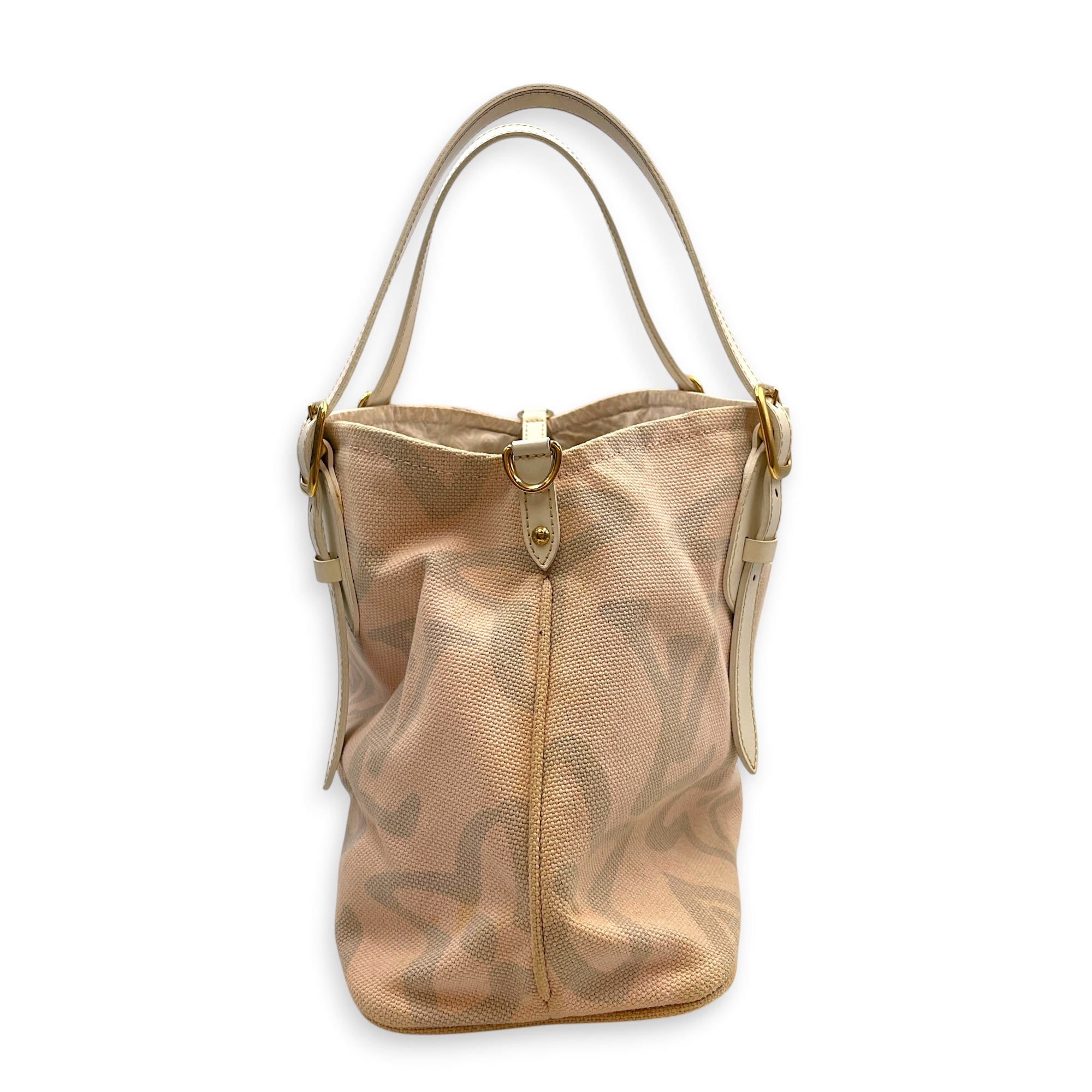 Tahitienne Cabas GM 38 Pink Shoulder Bag in Canvas Gold hardware