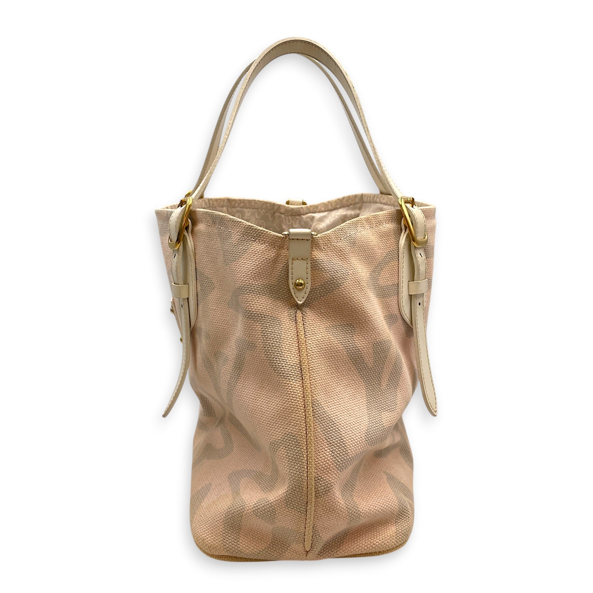Tahitienne Cabas GM 38 Pink Shoulder Bag in Canvas Gold hardware