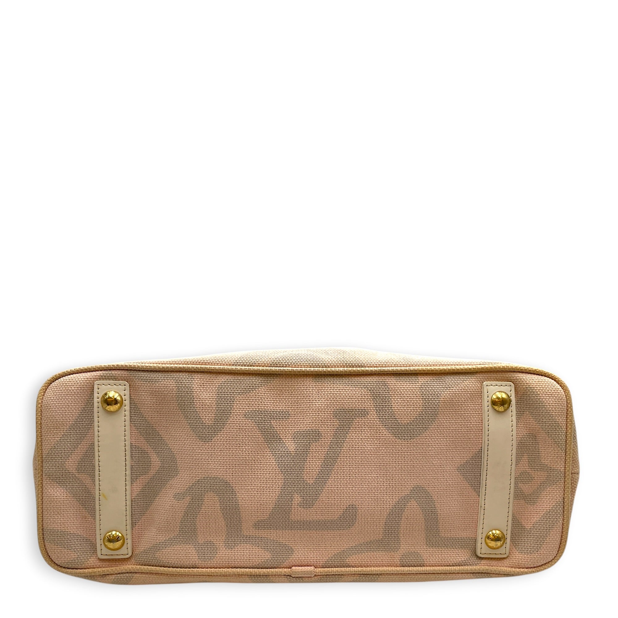 Tahitienne Cabas GM 38 Pink Shoulder Bag in Canvas Gold hardware