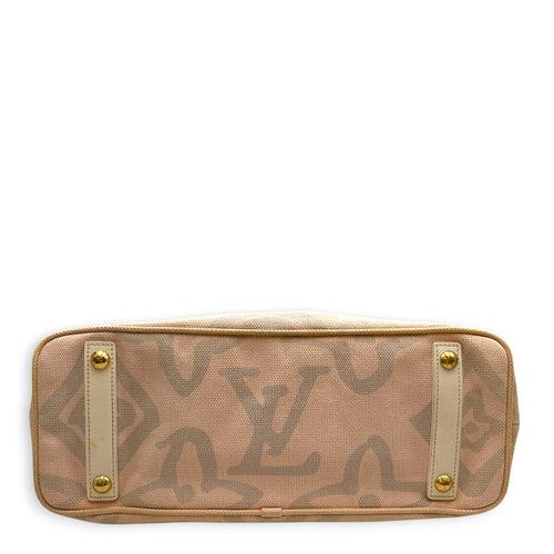 Tahitienne Cabas GM 38 Pink Shoulder Bag in Canvas Gold hardware